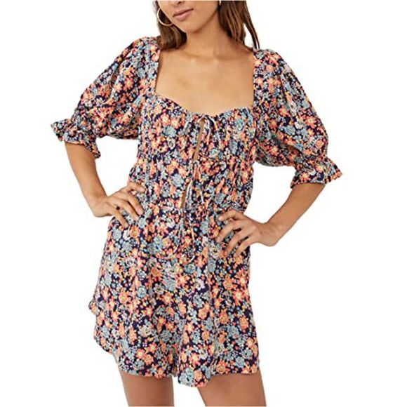 Free People Show Me Love Romper In Navy Combo - XS - Picture 2 of 3